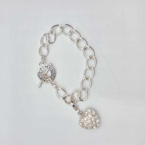 Monet Clear Crystal Pave Heart Link Bracelet NWOT!